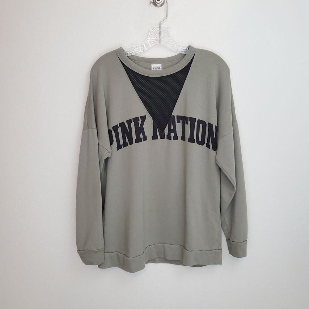 Pink Victoria's Secret mesh V-neck sweatshirt